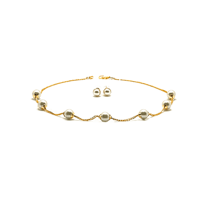 Gold Plated Pearls Necklace & Studs Combo
